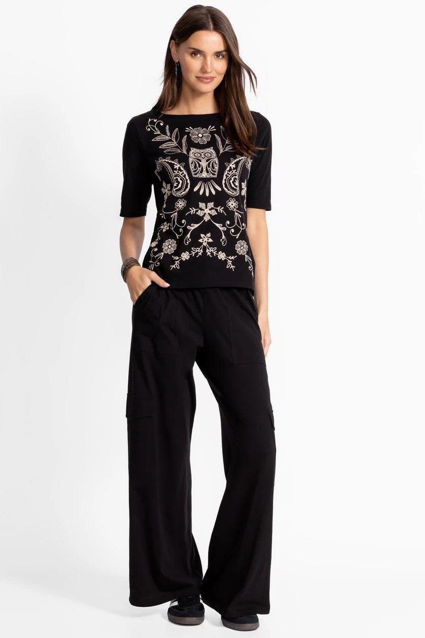 Johnny Was Women ELBOW SLEEVE BOAT NECK TEE