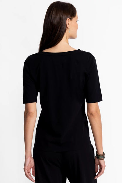 Johnny Was Women ELBOW SLEEVE BOAT NECK TEE