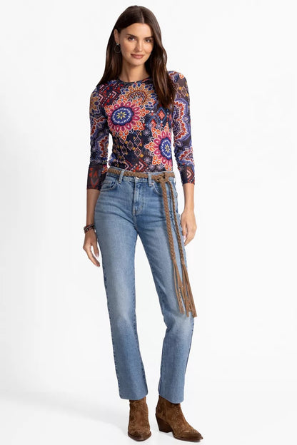 Johnny Was Women NATALIE LONG SLEEVE MESH TEE