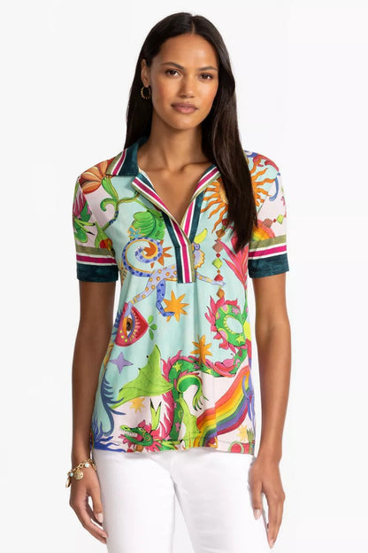 Johnny Was Women THE JANIE FAVORITE SHORT SLEEVE SWING POLO