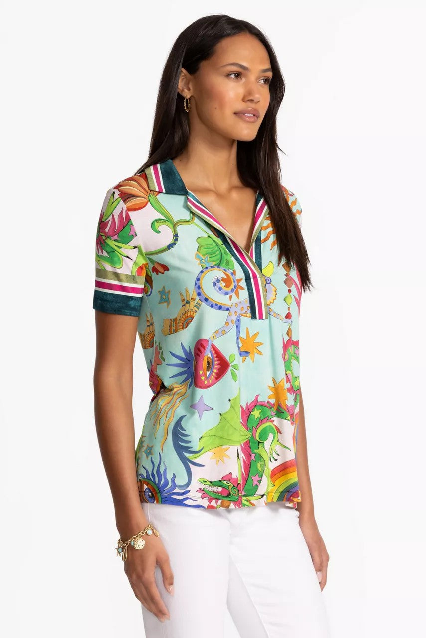 Johnny Was Women THE JANIE FAVORITE SHORT SLEEVE SWING POLO