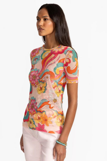 Johnny Was Women ELEANOR SHORT SLEEVE MESH TEE