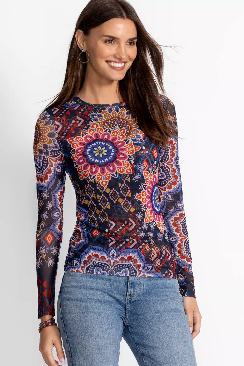 Johnny Was Women NATALIE LONG SLEEVE MESH TEE
