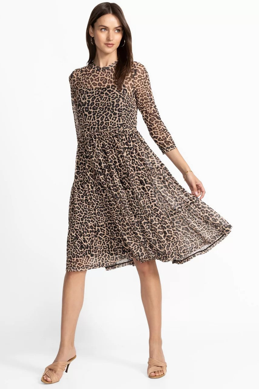 Johnny Was Women 3/4 SLEEVE MESH TIERED DRESS