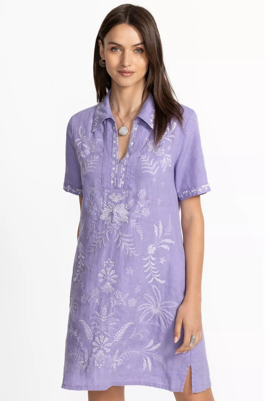 Johnny Was Women LINEN HENLEY COLLARED DRESS