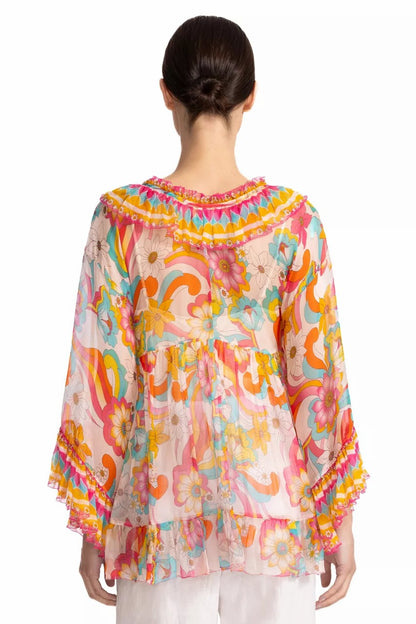 Johnny Was Women GAL RUFFLE TIE BLOUSE