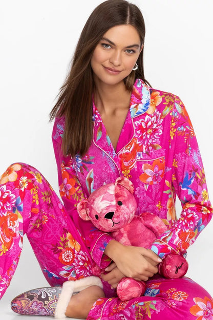 Johnny Was Women PINK PRINTED VELVET BEAR