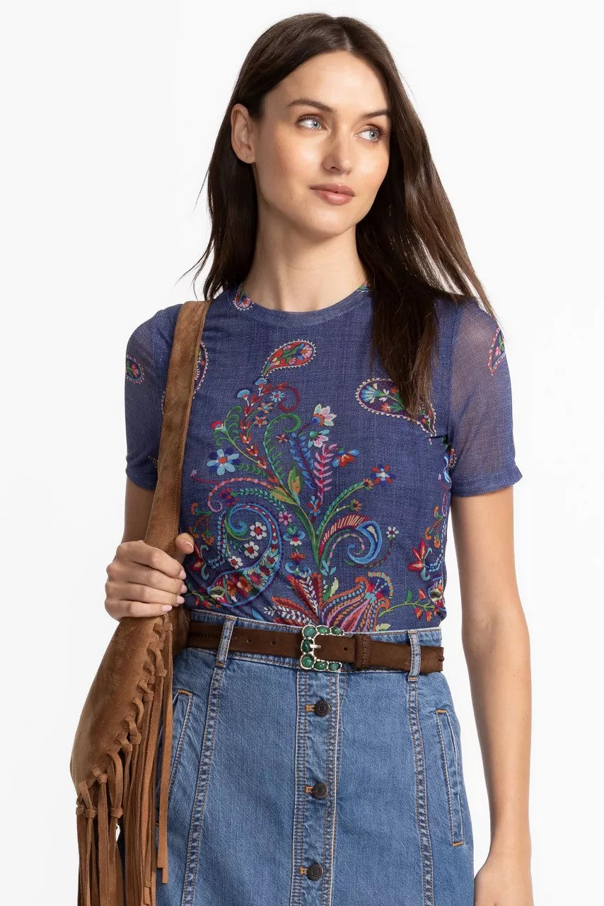 Johnny Was Women ELEANOR SHORT SLEEVE MESH TEE