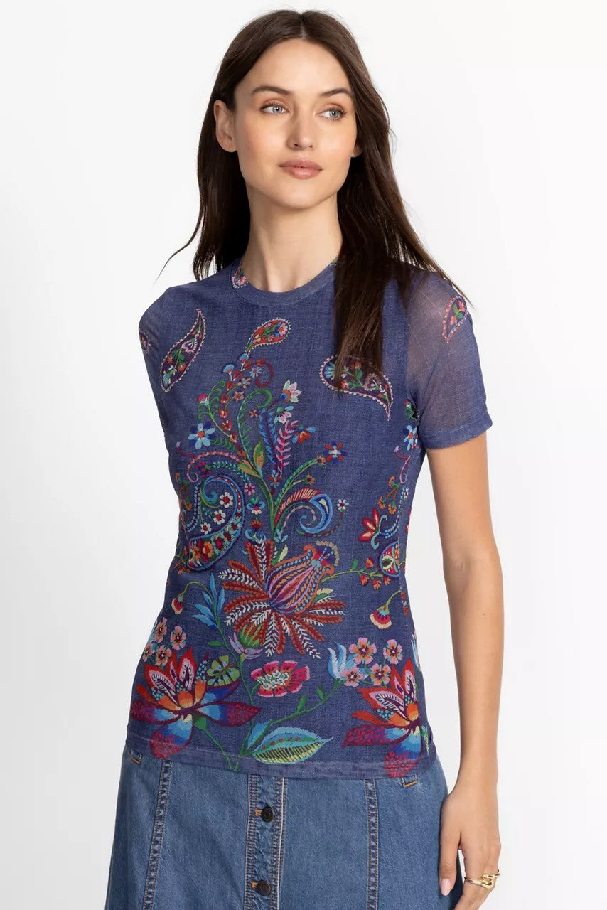 Johnny Was Women ELEANOR SHORT SLEEVE MESH TEE