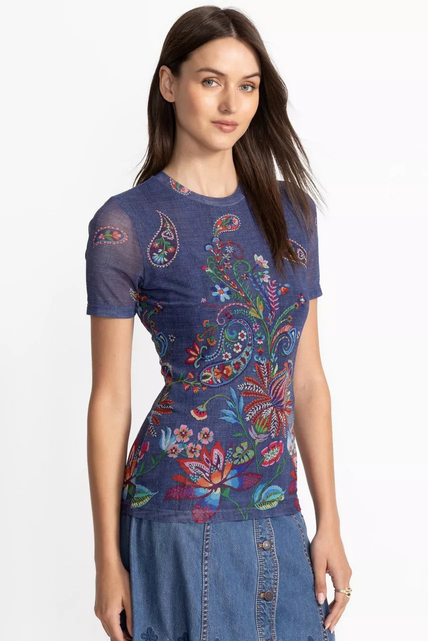 Johnny Was Women ELEANOR SHORT SLEEVE MESH TEE