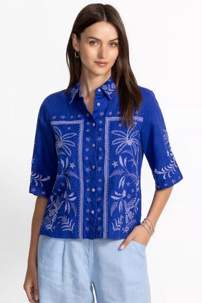 Johnny Was Women LINEN KIMONO SLEEVE SHIRT