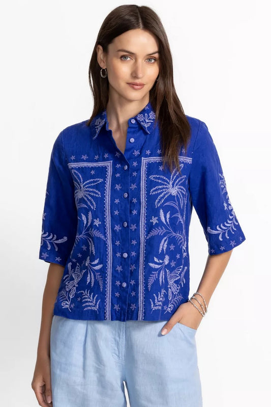Johnny Was Women LINEN KIMONO SLEEVE SHIRT