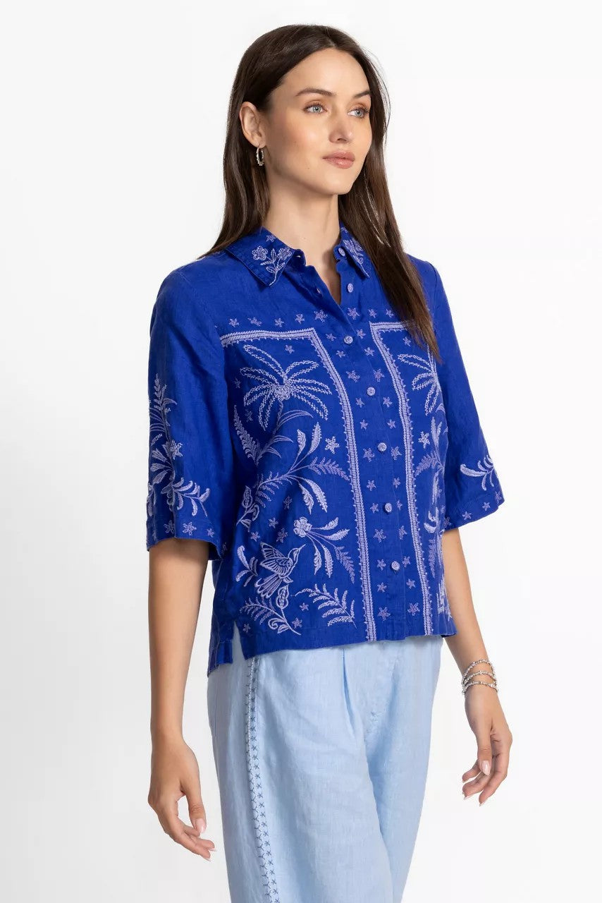 Johnny Was Women LINEN KIMONO SLEEVE SHIRT