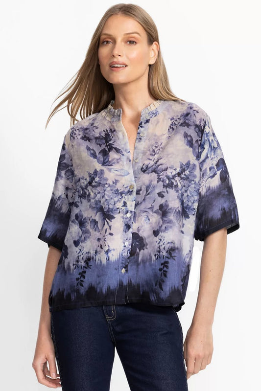 Johnny Was Women RUFFLE NECK SHIRT