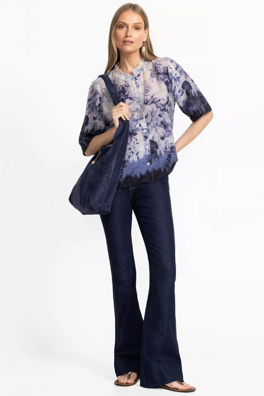 Johnny Was Women RUFFLE NECK SHIRT