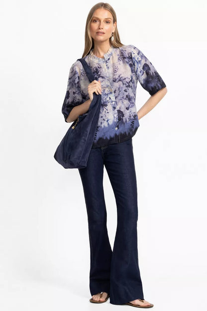 Johnny Was Women RUFFLE NECK SHIRT