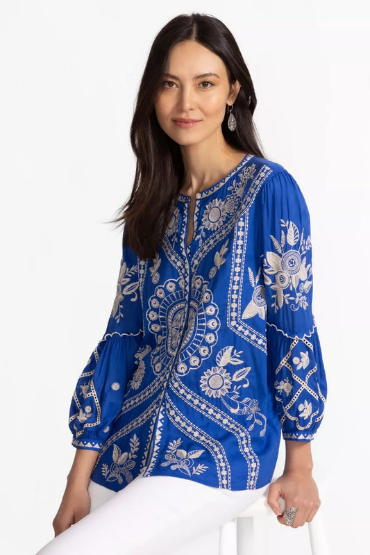 Johnny Was Women SCALLOP SLEEVE BLOUSE