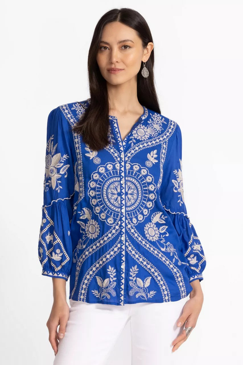 Johnny Was Women SCALLOP SLEEVE BLOUSE
