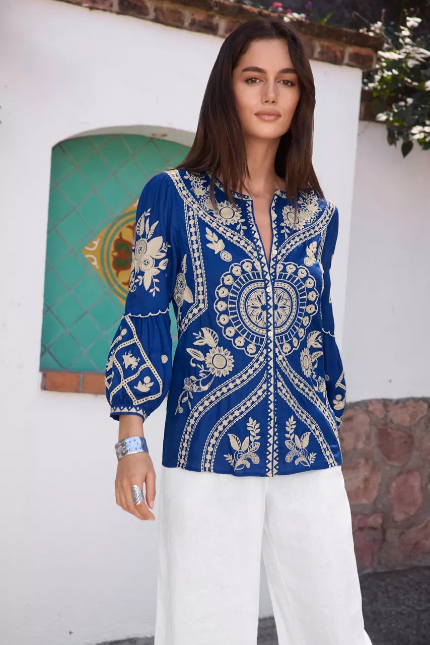 Johnny Was Women SCALLOP SLEEVE BLOUSE