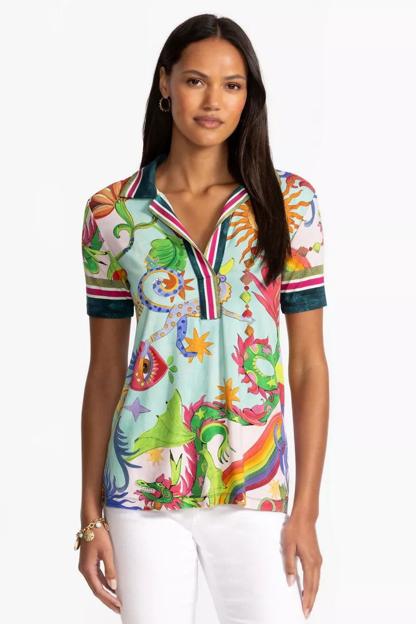Johnny Was Women THE JANIE FAVORITE SHORT SLEEVE SWING POLO