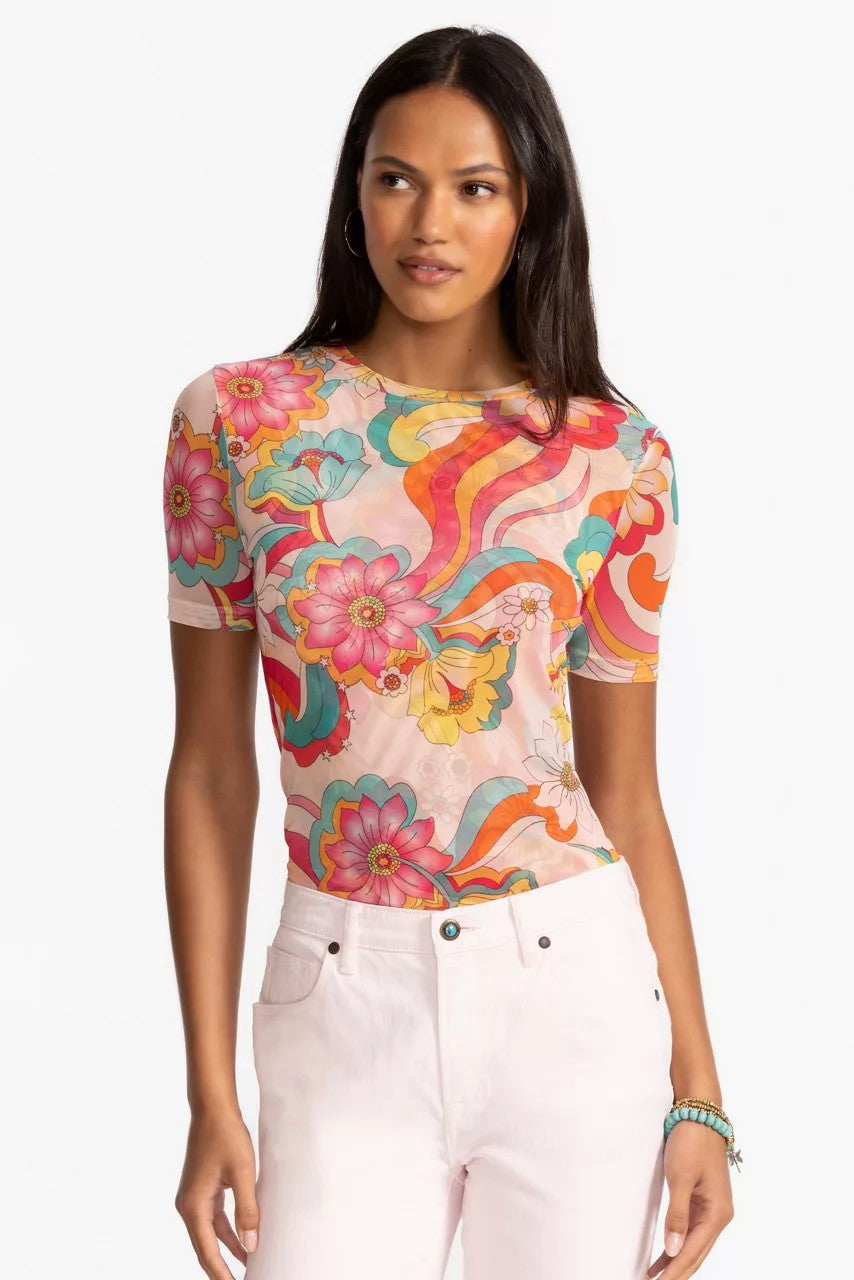 Johnny Was Women ELEANOR SHORT SLEEVE MESH TEE