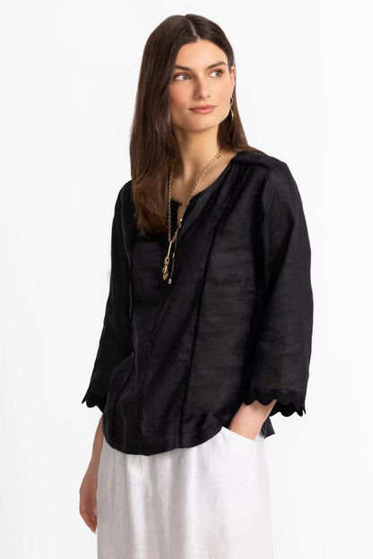Johnny Was Women LINEN PRINCESS SEAM TOP