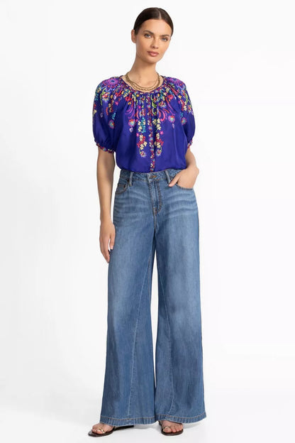 Johnny Was Women THE BLANKET STITCH WIDE LEG JEAN