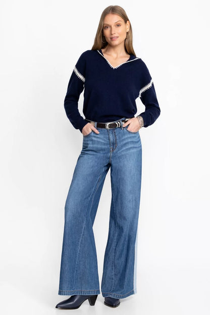 Johnny Was Women THE BLANKET STITCH WIDE LEG JEAN