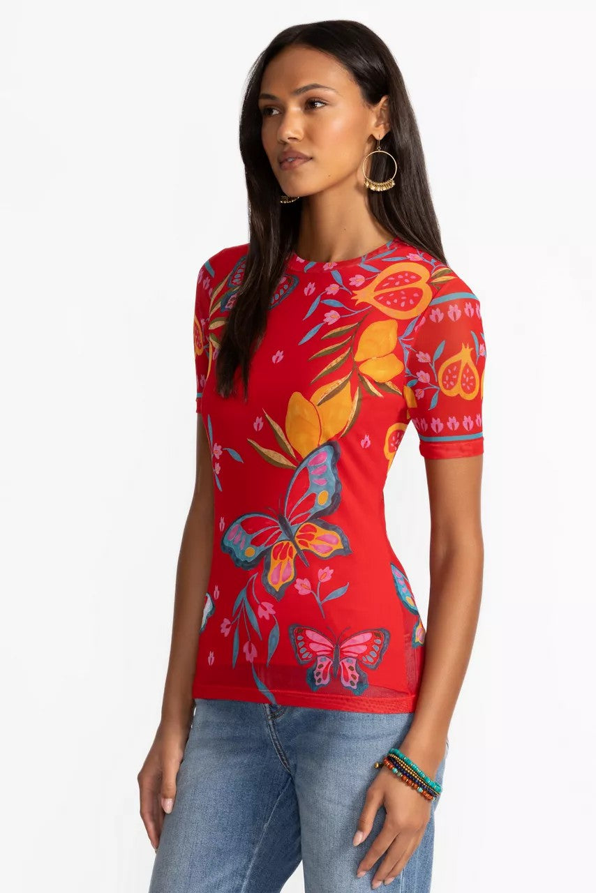 Johnny Was Women ELEANOR SHORT SLEEVE MESH TEE