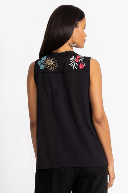 Johnny Was Women RAW DETAIL HENLEY TANK