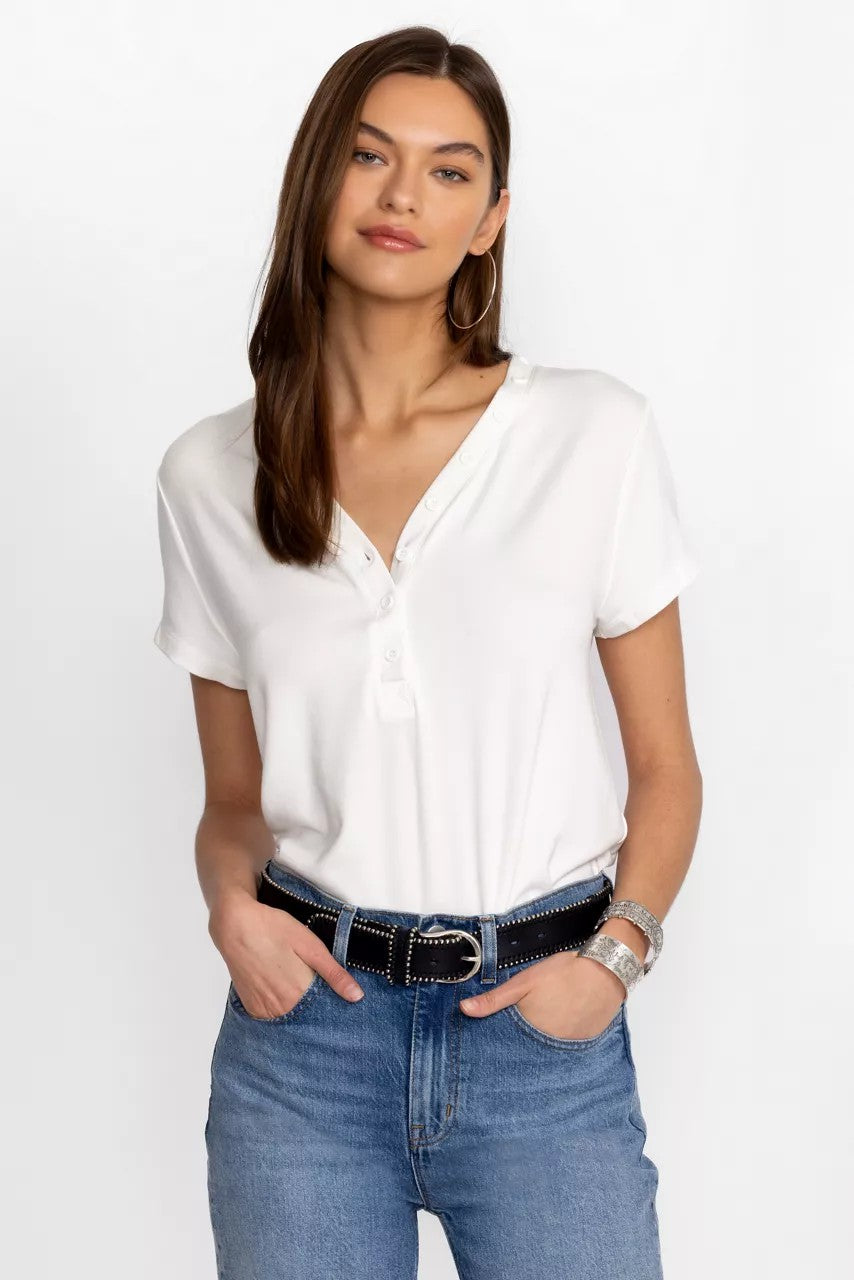 Johnny Was Women MODAL JERSEY BUTTON NECK TEE