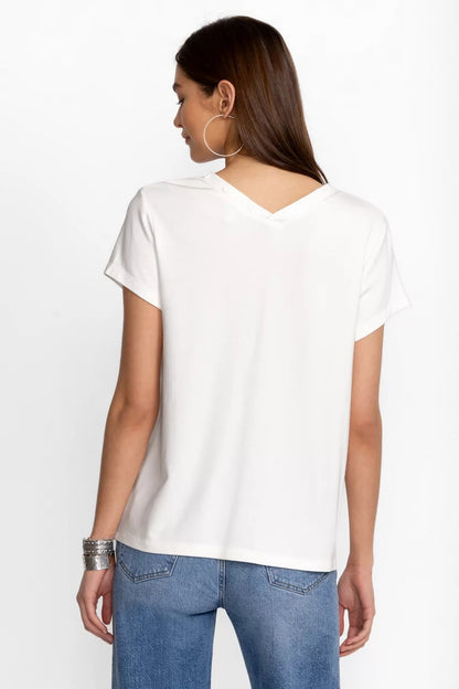 Johnny Was Women MODAL JERSEY BUTTON NECK TEE