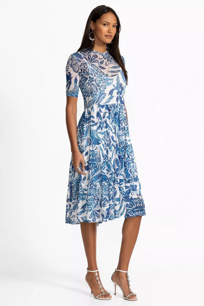 Johnny Was Women MESH TIERED DRESS