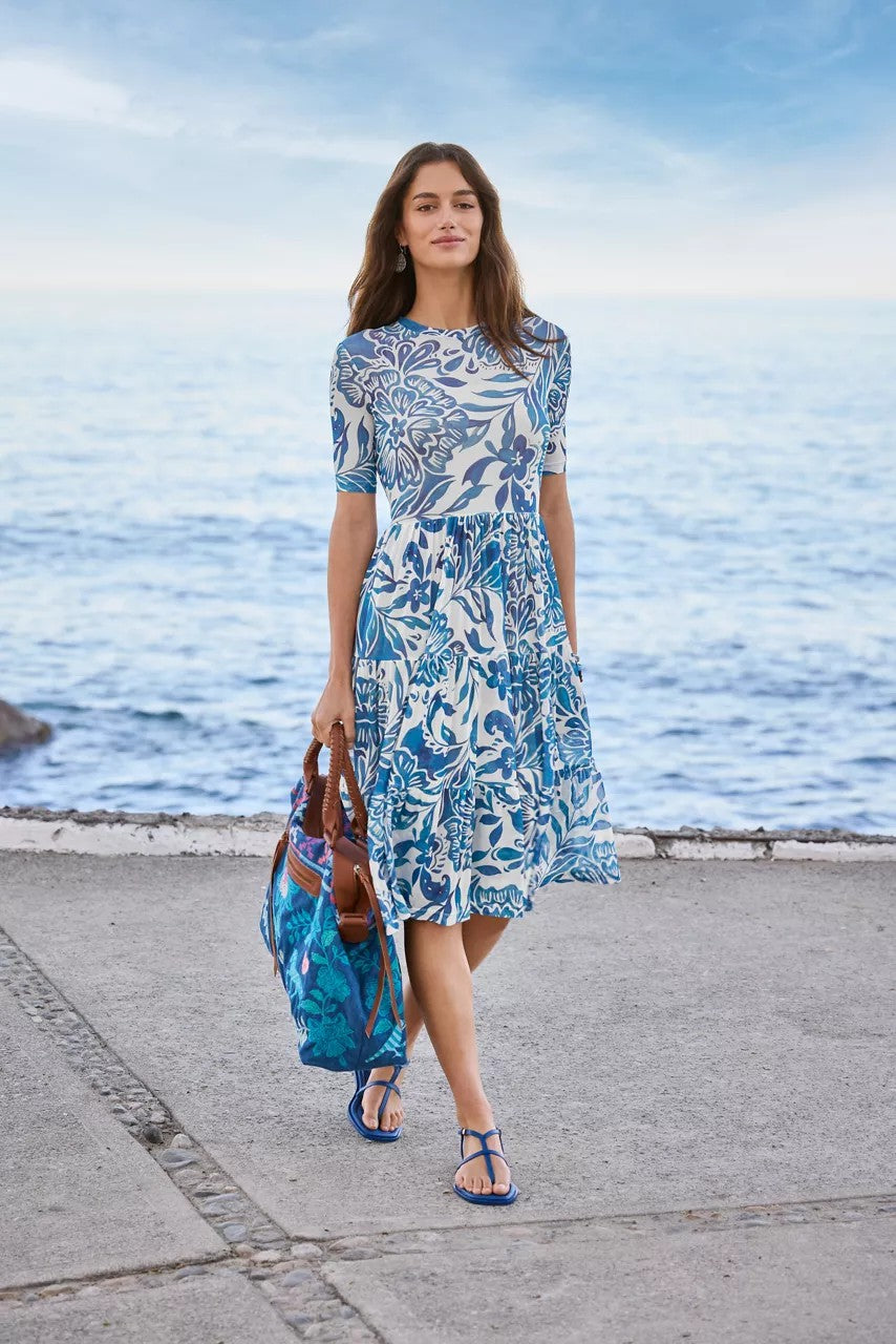 Johnny Was Women MESH TIERED DRESS