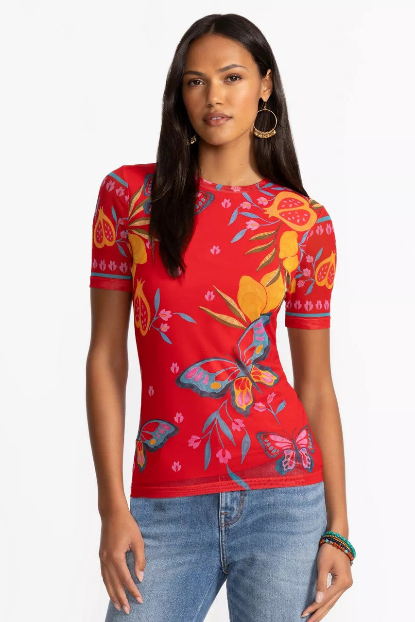 Johnny Was Women ELEANOR SHORT SLEEVE MESH TEE