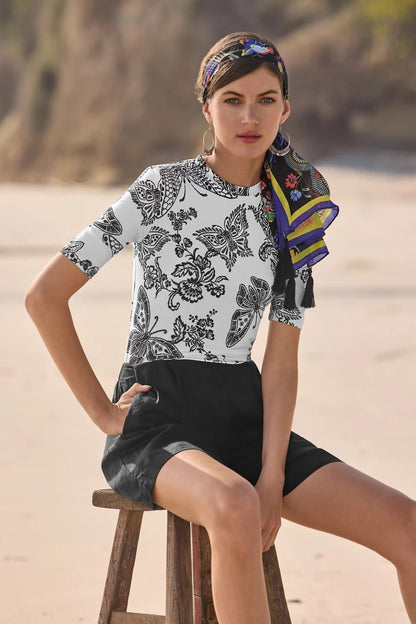 Johnny Was Women THE JANIE FAVORITE FITTED ELBOW SLEEVE TEE