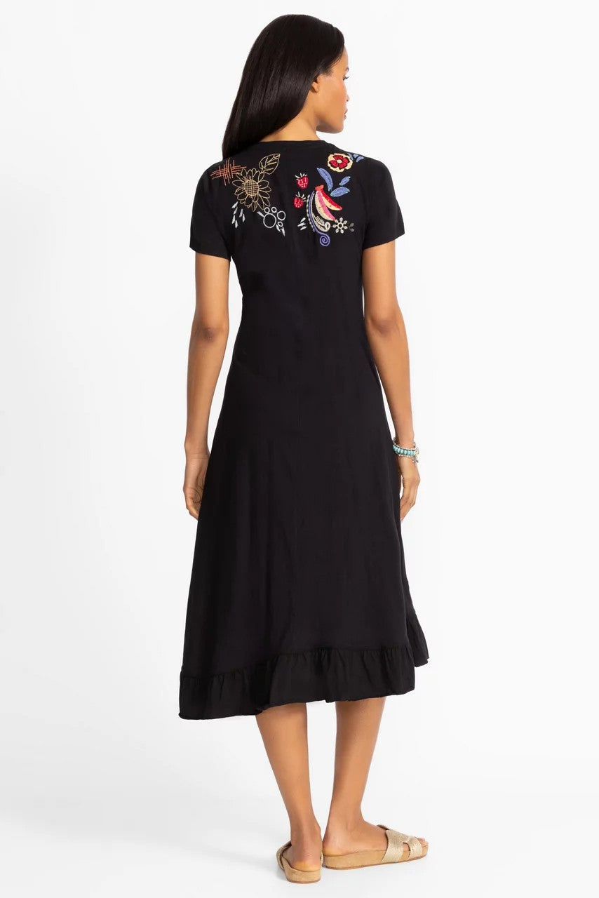 Johnny Was Women ASYMMETRIC RUFFLE FLOUNCE SHORT SLEEVE DRESS