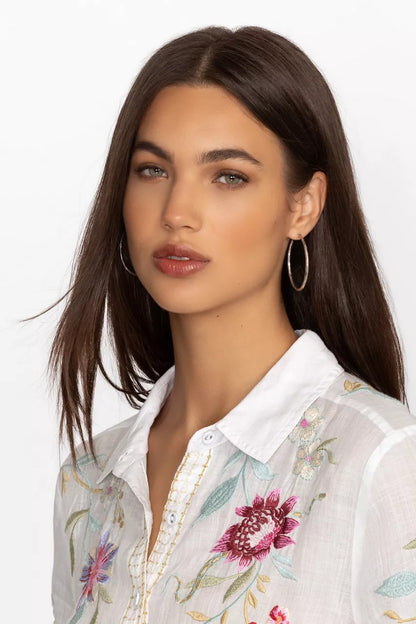 Johnny Was Women HAMMERED METAL HOOP EARRING