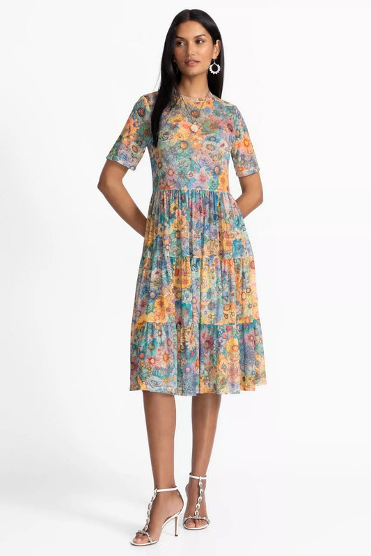 Johnny Was Women MESH TIERED DRESS