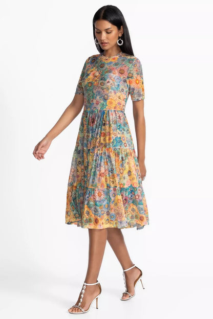 Johnny Was Women MESH TIERED DRESS