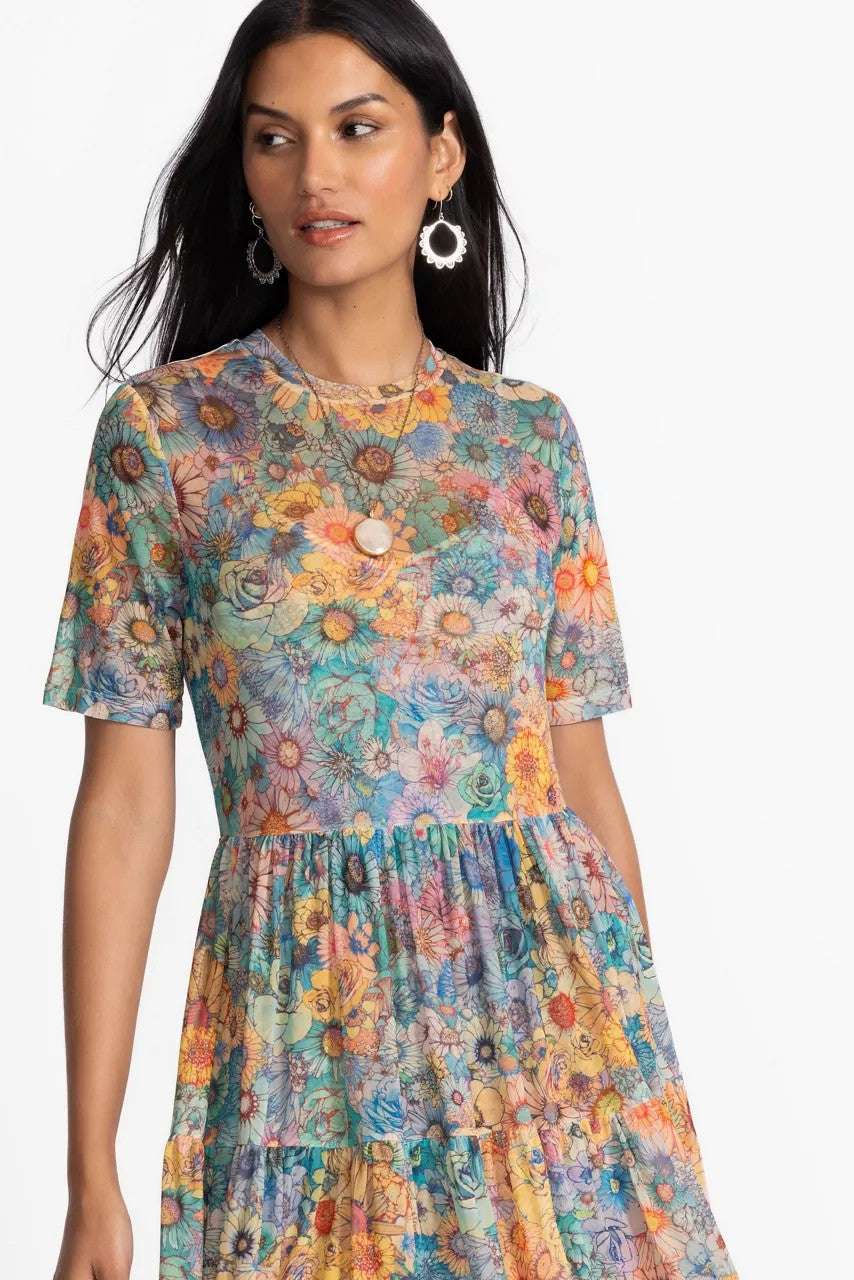Johnny Was Women MESH TIERED DRESS