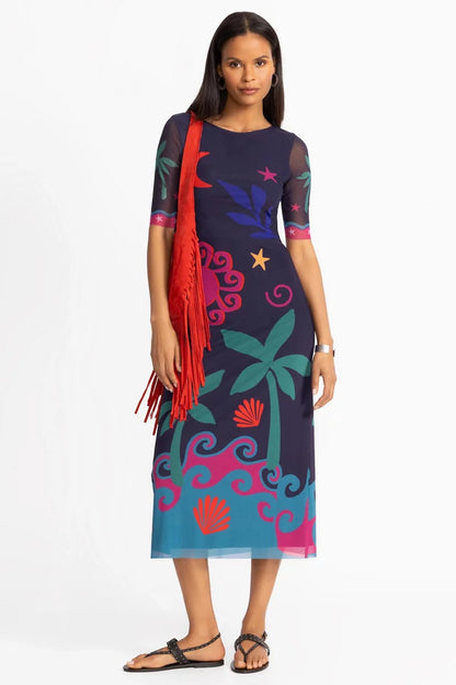 Johnny Was Women ASTRID MESH MIDI DRESS