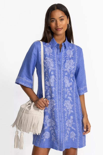 Johnny Was Women KIMONO SLEEVE LINEN SHIRT DRESS