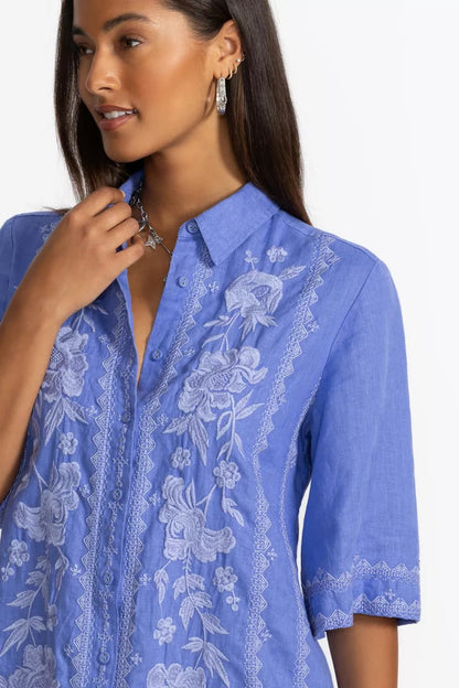 Johnny Was Women KIMONO SLEEVE LINEN SHIRT DRESS