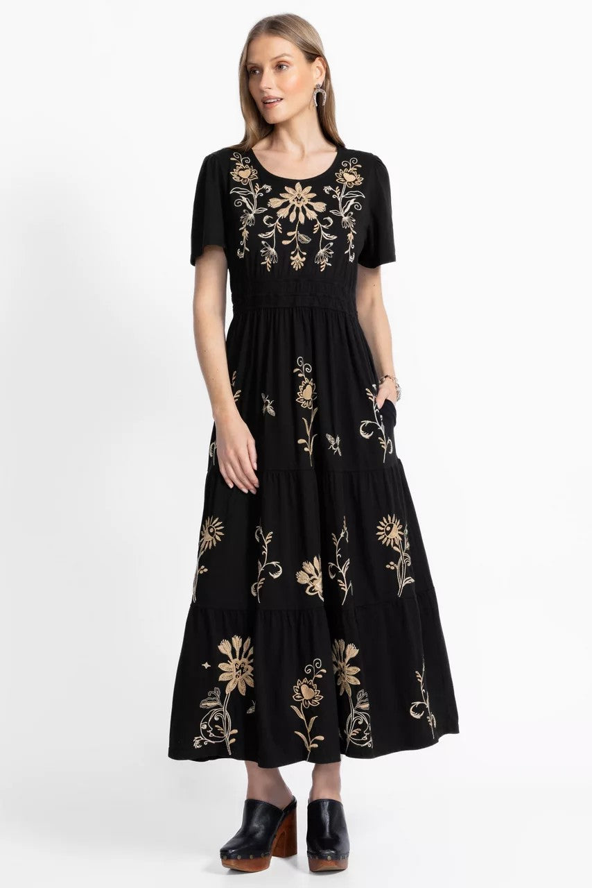 Johnny Was Women SMOCKED WAIST TIERED MAXI DRESS