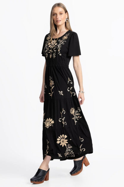 Johnny Was Women SMOCKED WAIST TIERED MAXI DRESS
