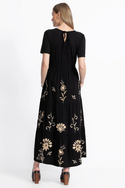 Johnny Was Women SMOCKED WAIST TIERED MAXI DRESS