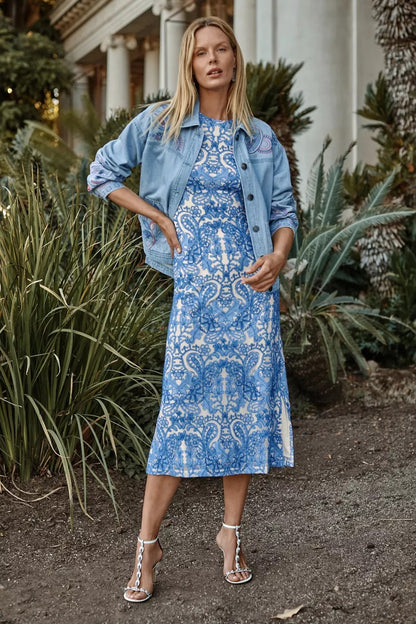 Johnny Was Women WYNIFRED MESH MIDI DRESS