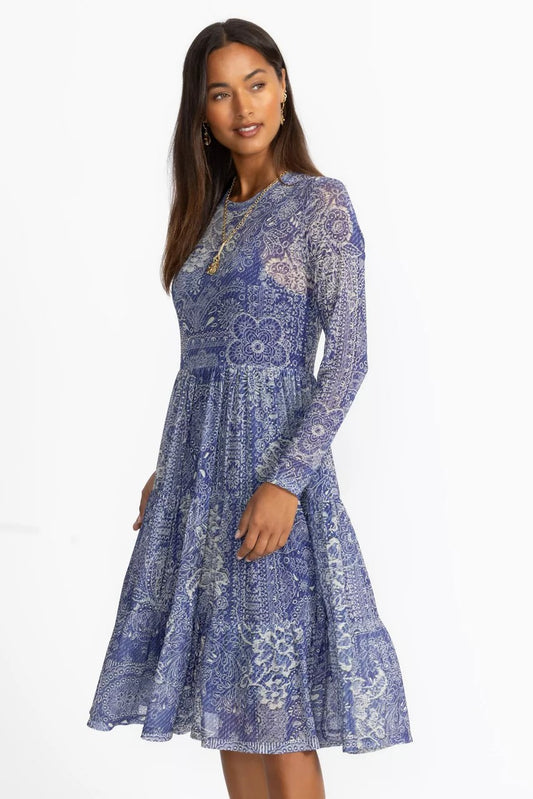 Johnny Was Women LONG SLEEVE MESH TIERED DRESS