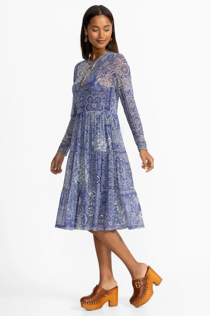 Johnny Was Women LONG SLEEVE MESH TIERED DRESS